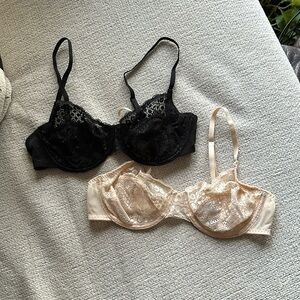 Black and cream lace wire bra